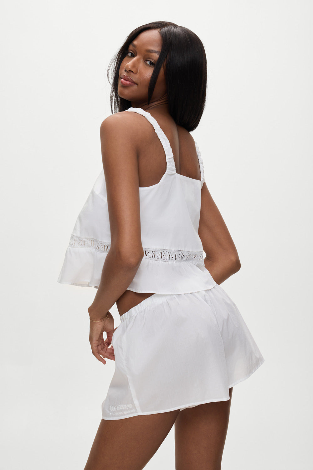 Airy Poplin Mini Shorts  - White