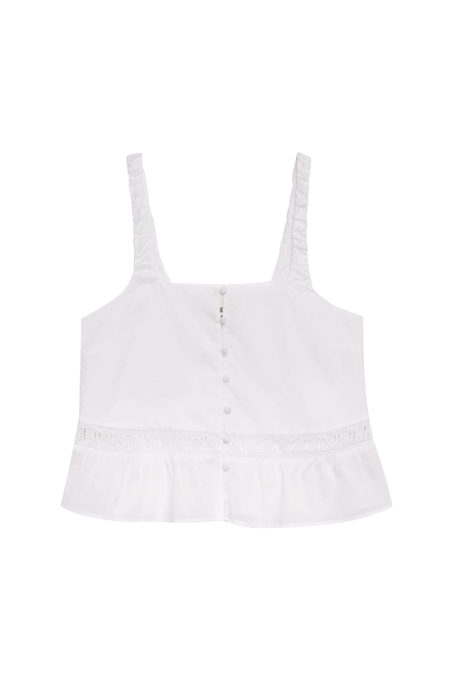 Airy Poplin Buttoned Top - White