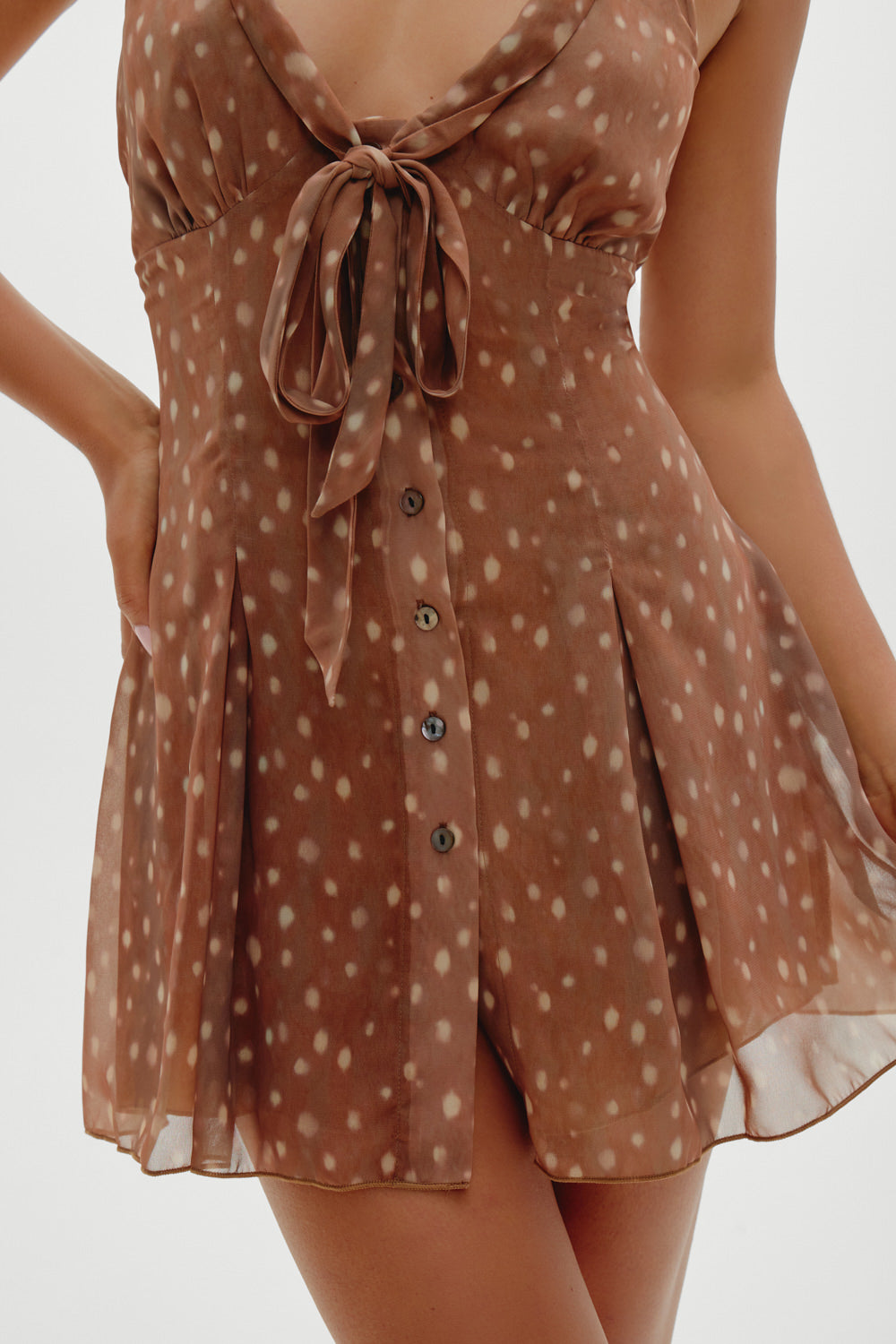 Bloom Button Up Mini Dress - Fawn