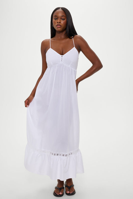 Airy Poplin Midi Dress  - White