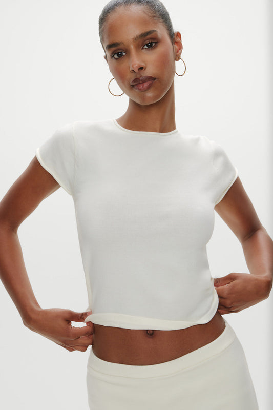 Baylee Knit Tee - Soft Vanilla