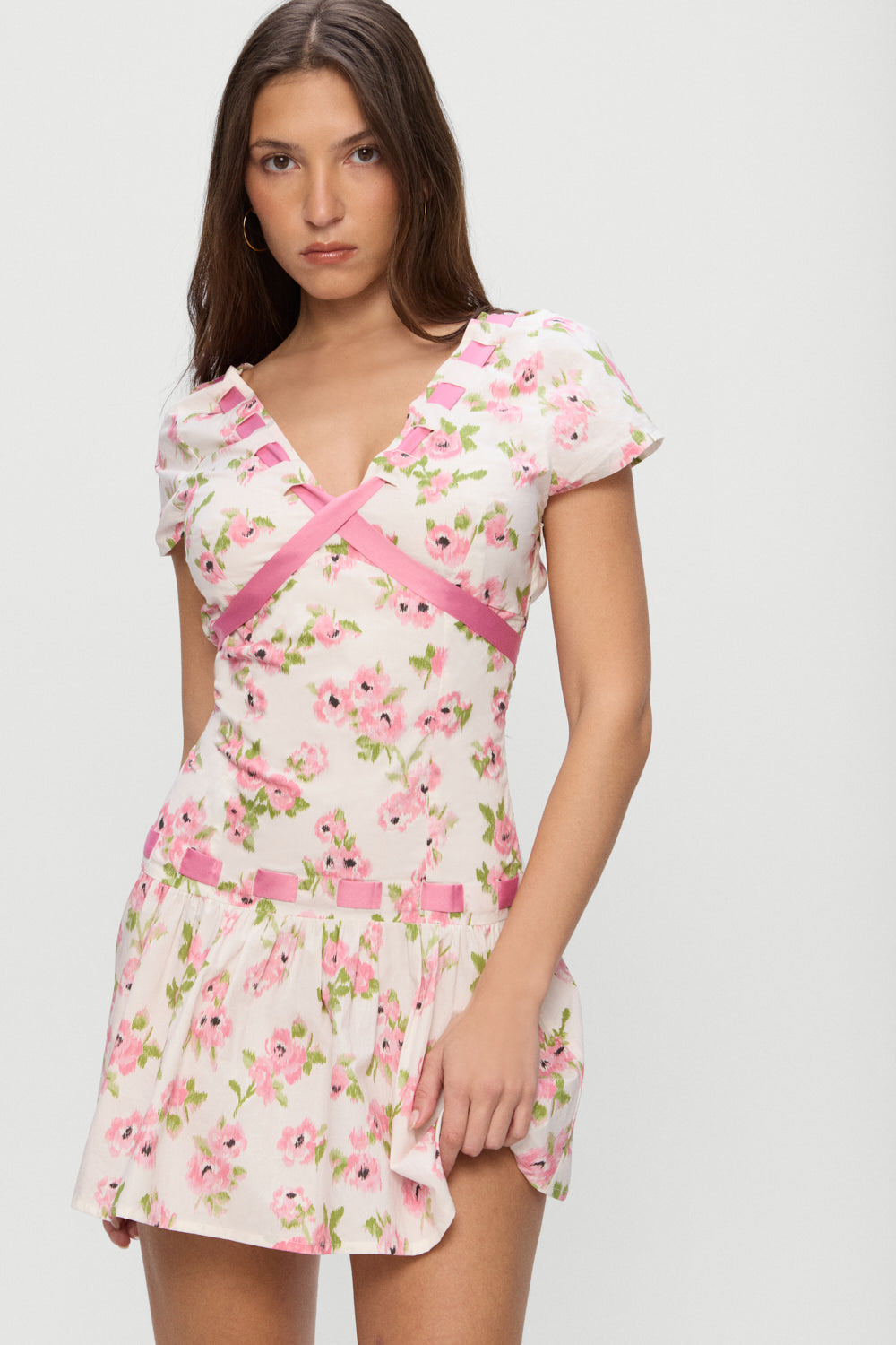 Belladonna Cotton Floral Mini Dress - Rosebush