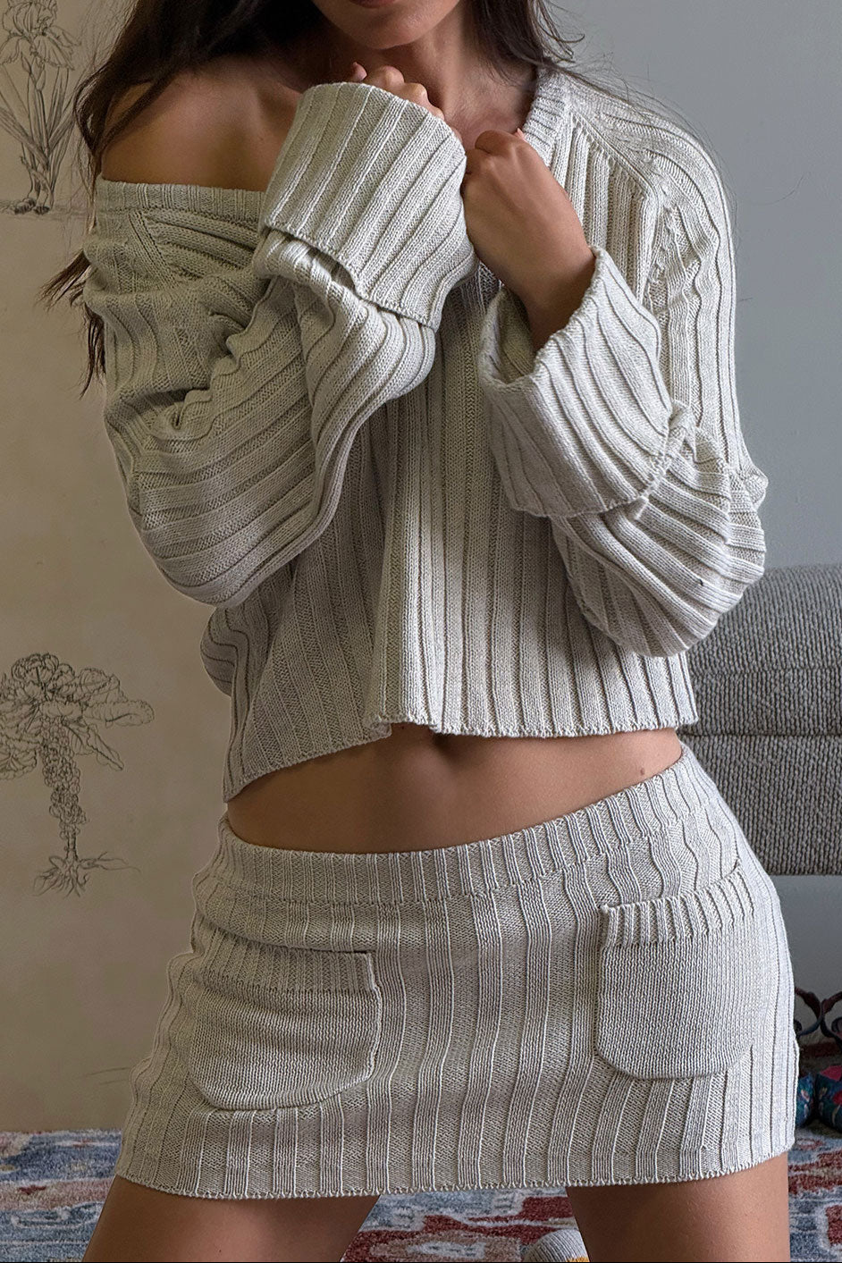 Ashton Knit Mini Skort - Cream